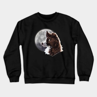 Brindle Border Collie with Night Sky Full Moon Crewneck Sweatshirt